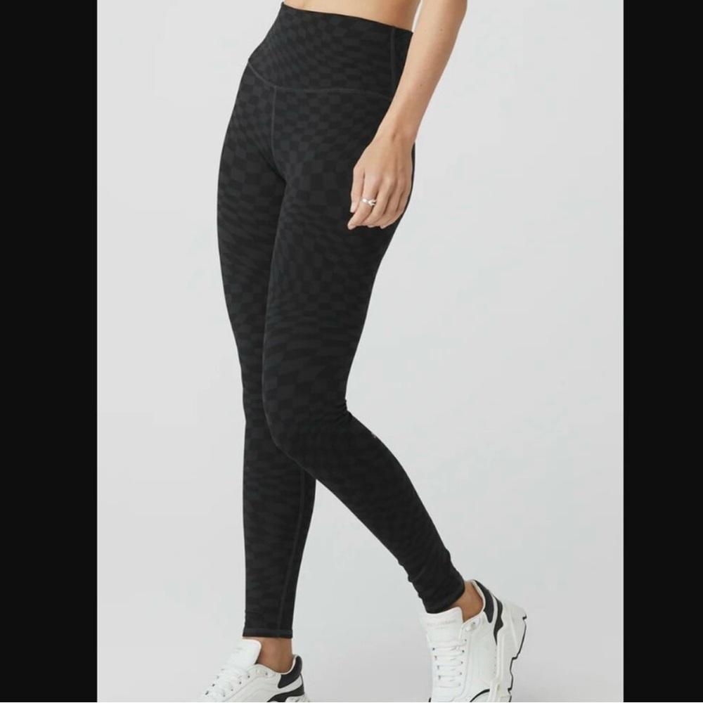 Alo Yoga Jacquard High-Waist Checkered Leggings Black/Anthracite size large